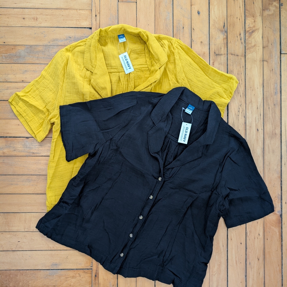 Old Navy Yellow and Black Button-Up Shirt Lot